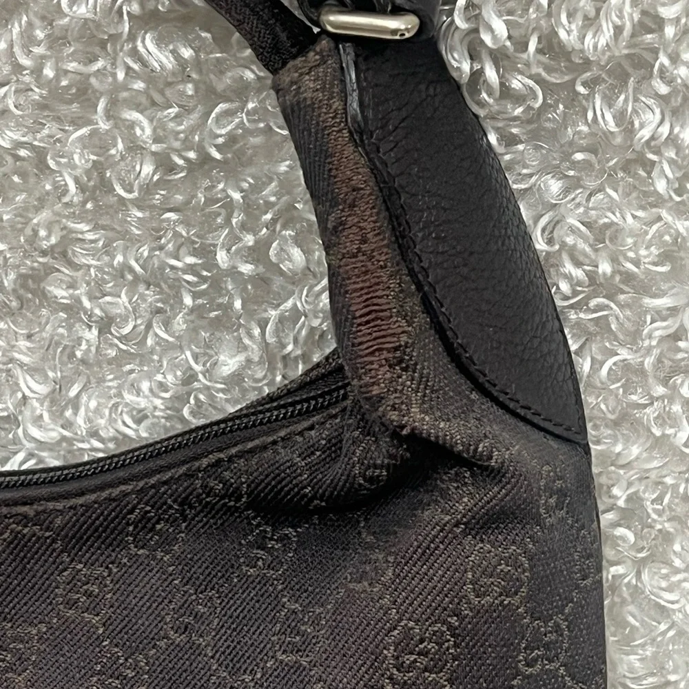 GUCCI Brown GG Canvas Hobo Handbag